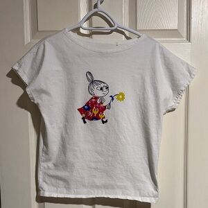 Uniqlo White Graphic Tee with Red and Yellow Accents